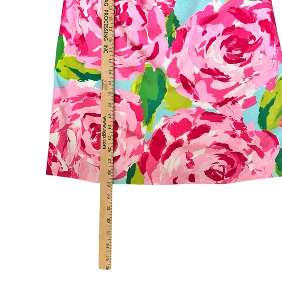 Lilly Pulitzer Strapless Pink Rose Floral Silk Cotton Dress 10 T26 - Picture 5 of 10